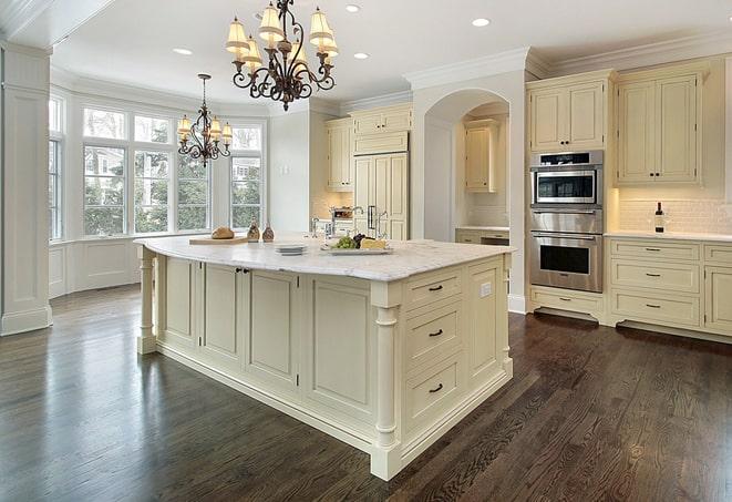 close-up of wood-look laminate flooring planks in Berea