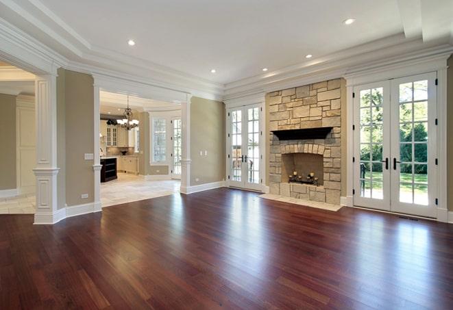 rich, dark wood floors in a spacious, modern living room